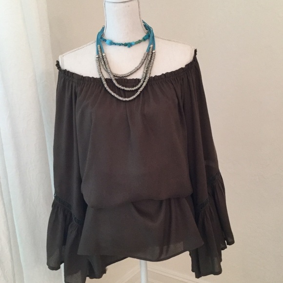 OFF SHOULDER BELL SLEEVES BLOUSE/DRESS/COVER-UP - Picture 5 of 5